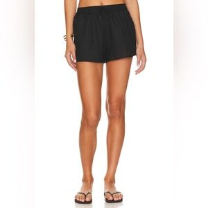 LSPACE Rio Linen Black Beach Short in size M